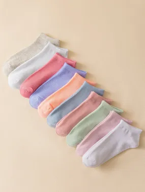 10pairs Solid Ankle Socks