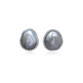 18K Diamond Tahitian Keshi Pearl Earrings KE00117