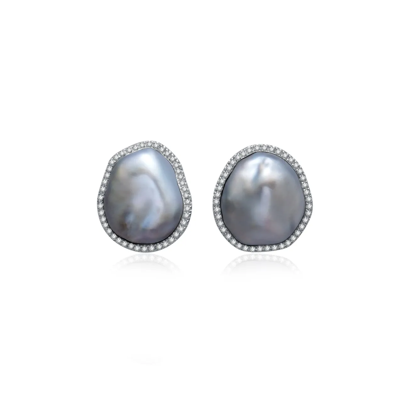 18K Diamond Tahitian Keshi Pearl Earrings KE00117