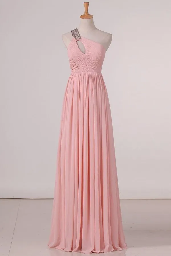 2024 Chiffon One Shoulder Bridesmaid Dresses With Beads And Ruffles A PZ3RQ2K2