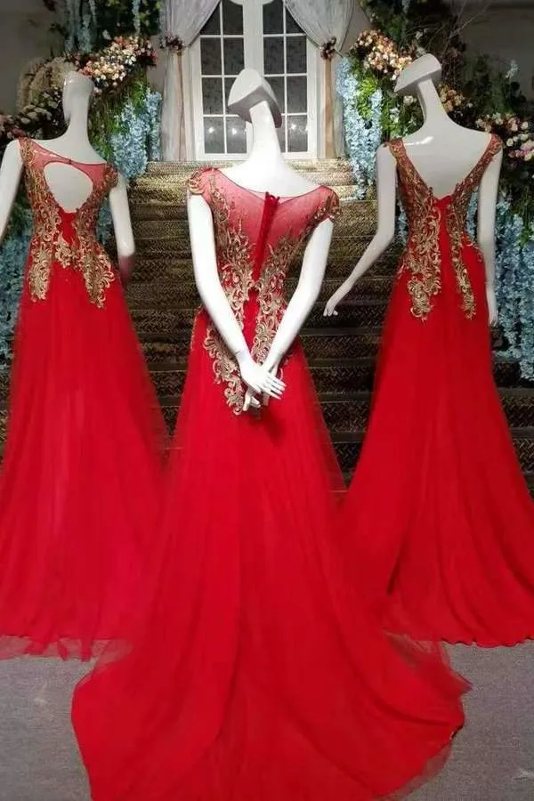 2024 Hot Selling Sister Red Prom Dresses A-Line Lace Up Scoop Neck PBB1XER1