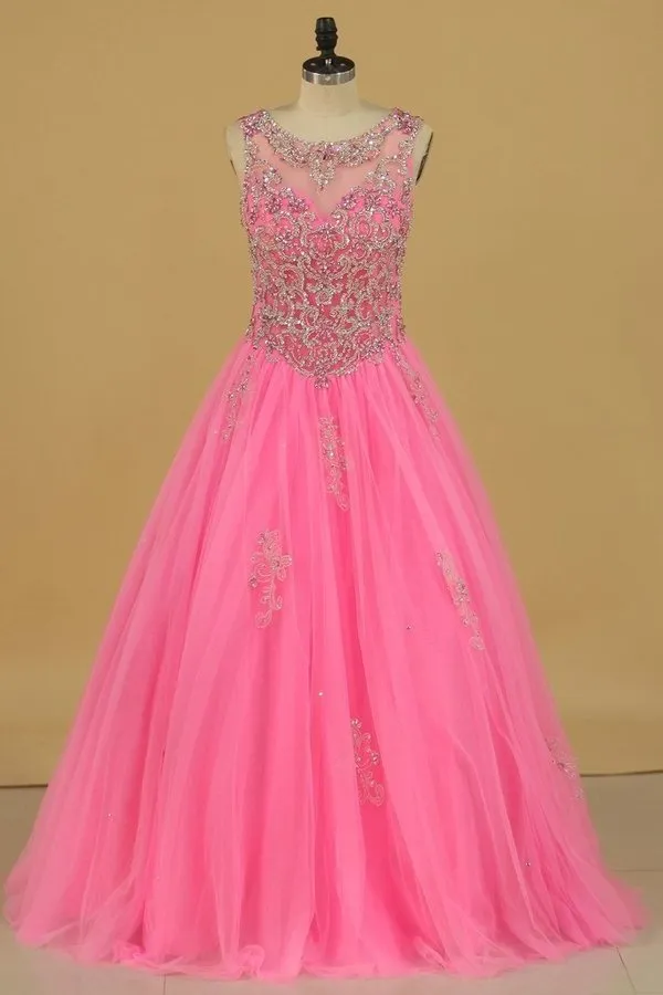 2024 Tulle Scoop Open Back Quinceanera Dresses With P9NFGA8R