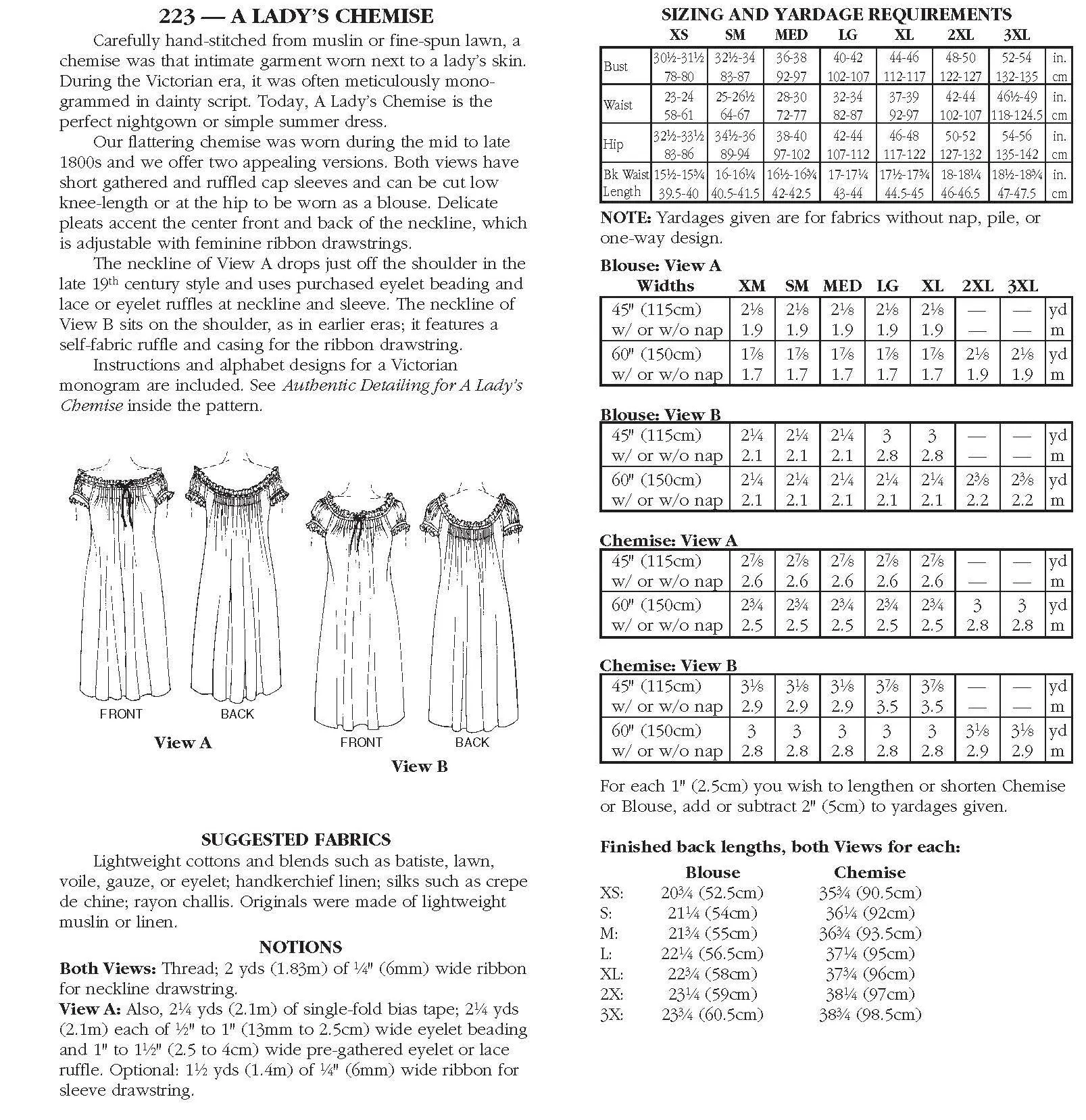 223 A Lady's Chemise - PDF