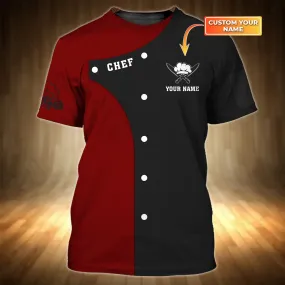 3D All Over Print Chef Personalized Name 3D Tshirt Gift For Cooks Restaurant, Custom Name For Master Chef Shirt