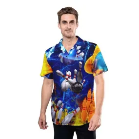 3D All Over Printed Fire Bowling Hawaiian Shirt, Love Bowling Hawaii Aloha Beach Shirts