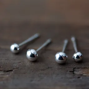 4mm and 3mm Simple Ball Stud Earring Set for Double Piercing