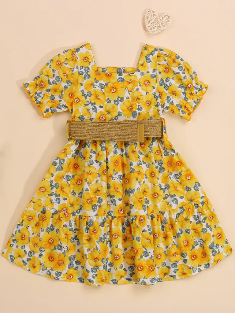 A Little Sunshine Belted Floral Dress