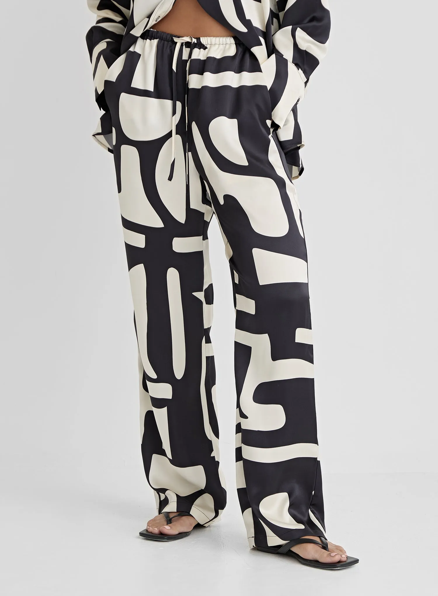 Abstract Print Satin Trouser- Iris