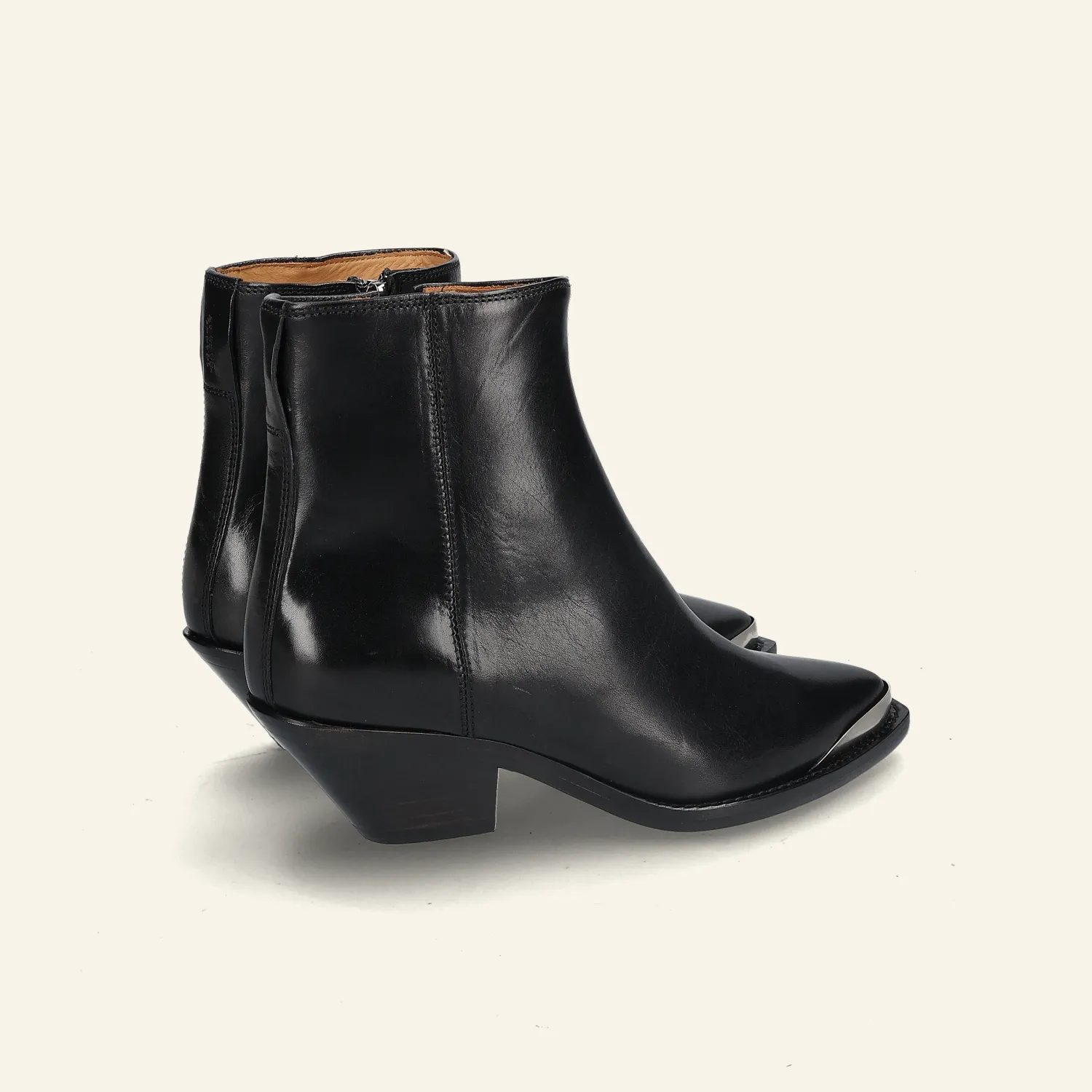 ADNAE LEATHER METAL BOOTS | Black