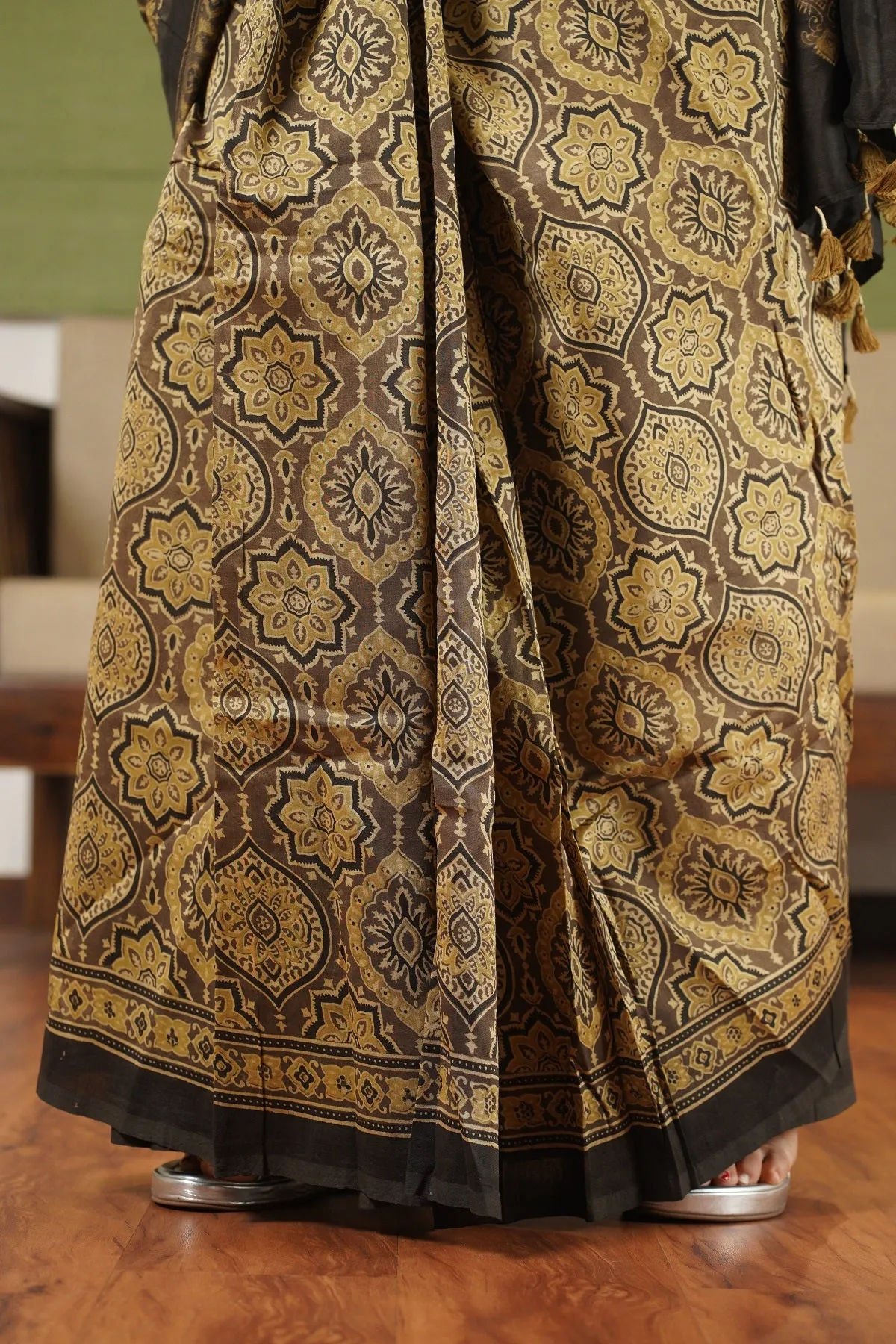 Ajrakh Natural Dyed Chanderi Silk Saree