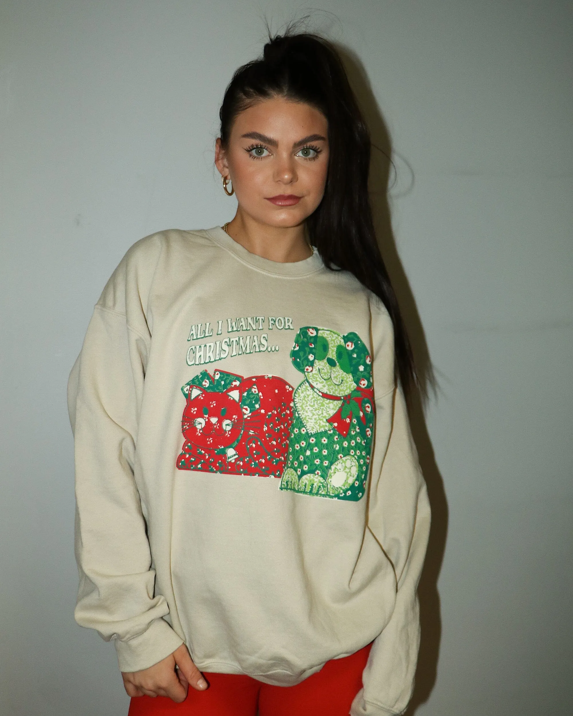 All I Want For Christmas Sand Thrifted Sweatshirt