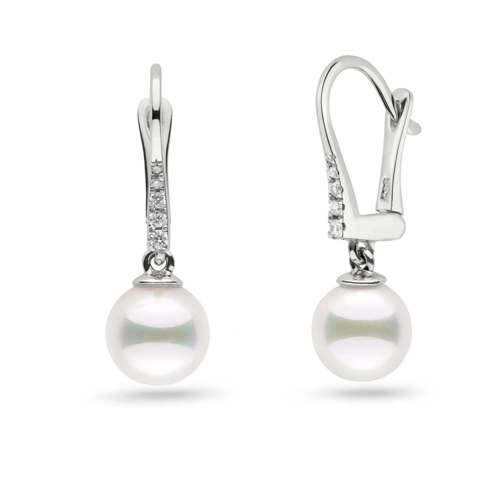 Allure Collection Akoya 7.5-8.0 mm Pearl & Diamond Dangle Earrings