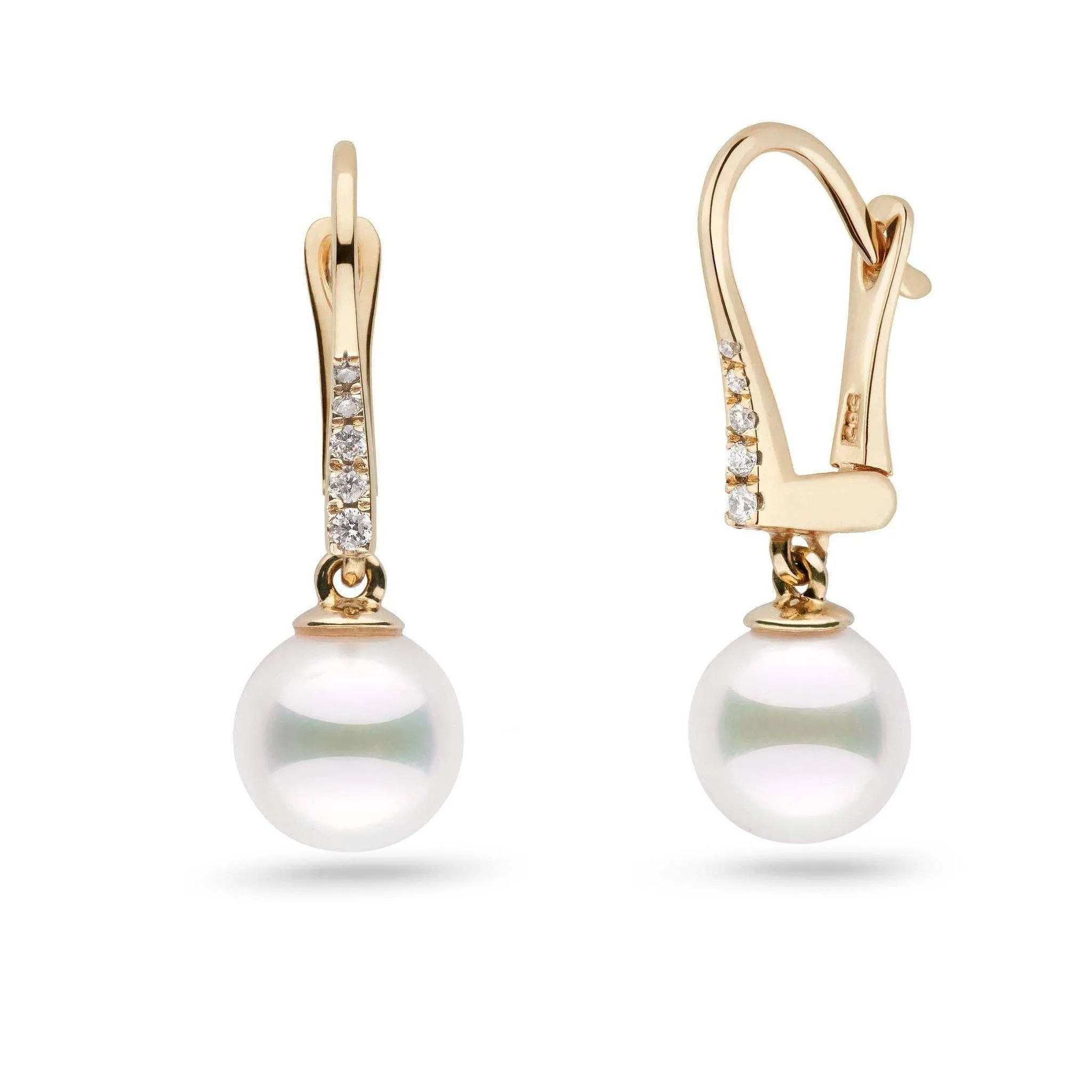 Allure Collection Akoya 7.5-8.0 mm Pearl & Diamond Dangle Earrings