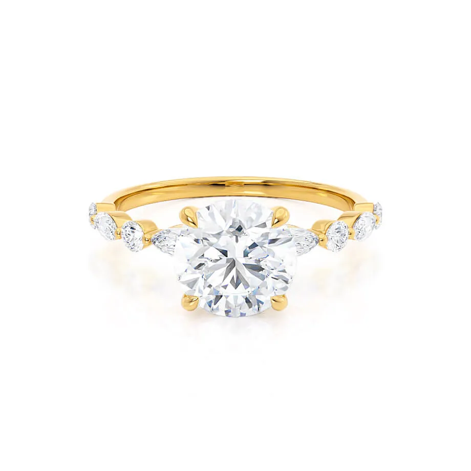 ALLURE - Round Moissanite 18k Yellow Gold Scatter Ring