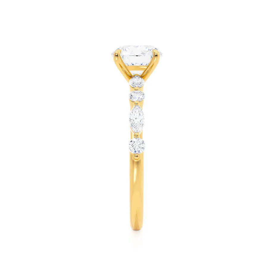 ALLURE - Round Moissanite 18k Yellow Gold Scatter Ring