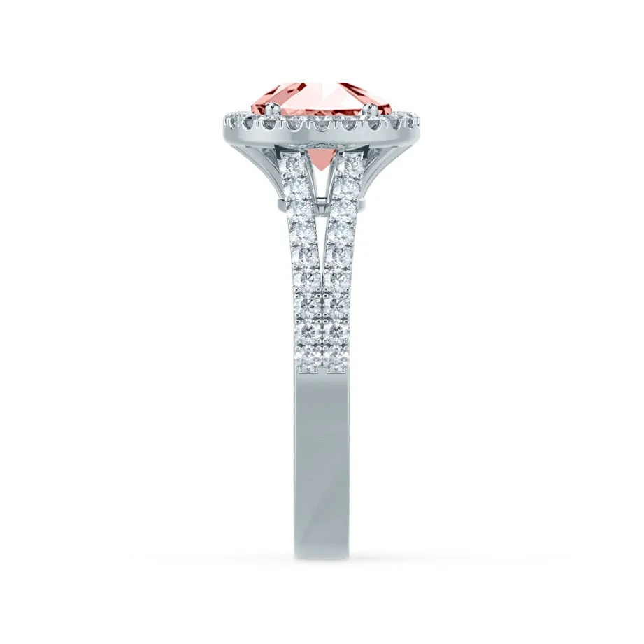 AMELIA - Chatham® Lab Grown Champagne Sapphire & Diamond Platinum 950 Halo Ring