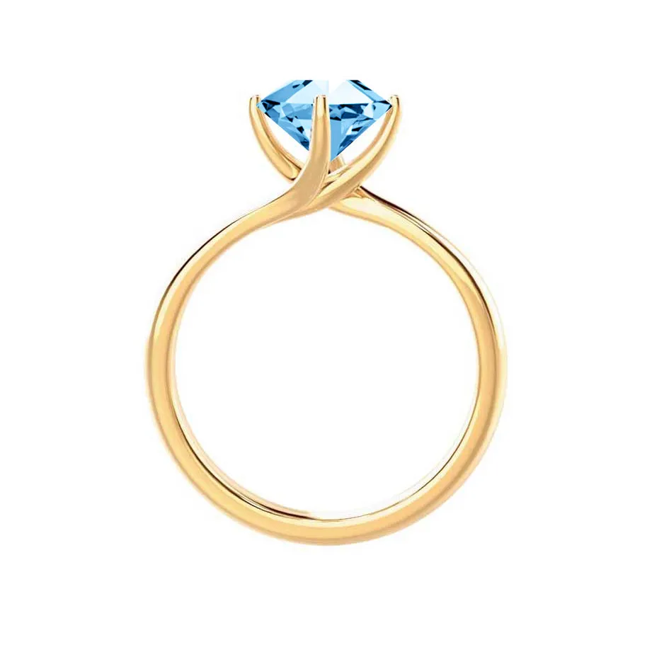 ANNORA - Chatham® Aqua Spinel 18k Yellow Gold Twist Solitaire Ring