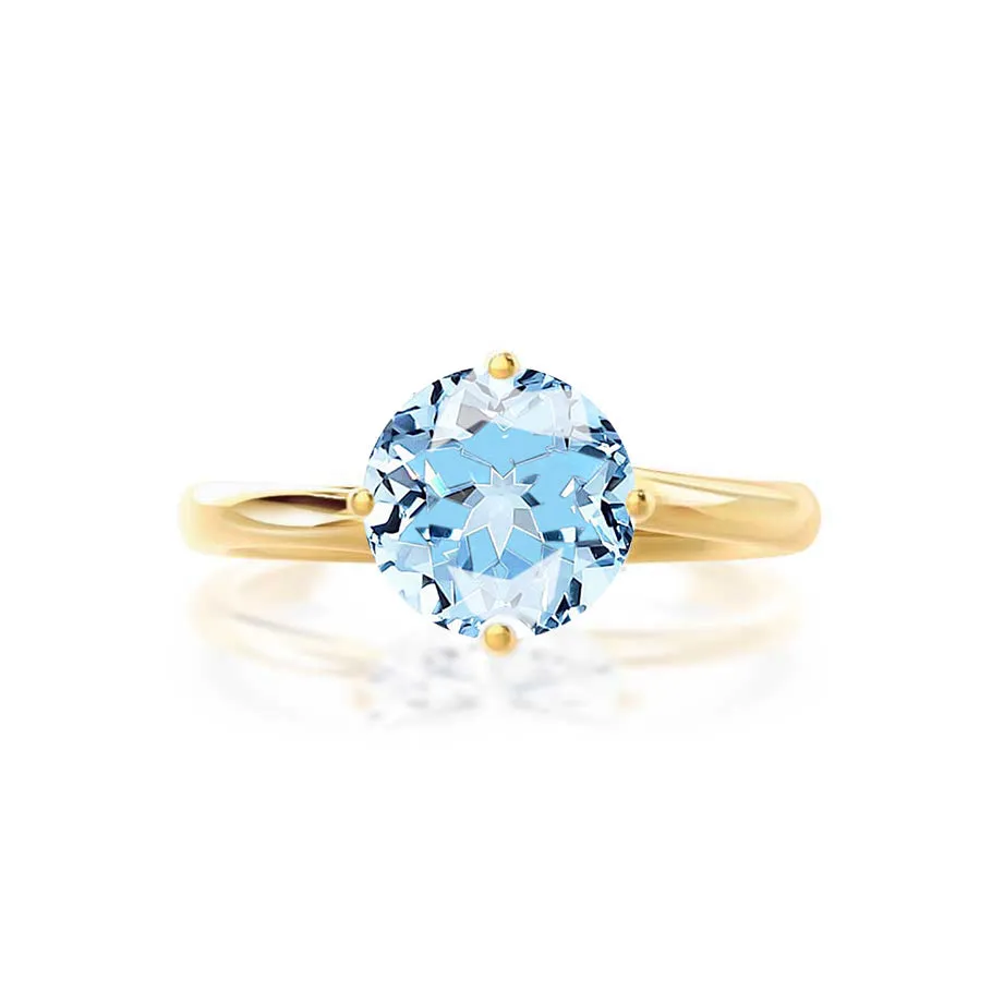 ANNORA - Chatham® Aqua Spinel 18k Yellow Gold Twist Solitaire Ring