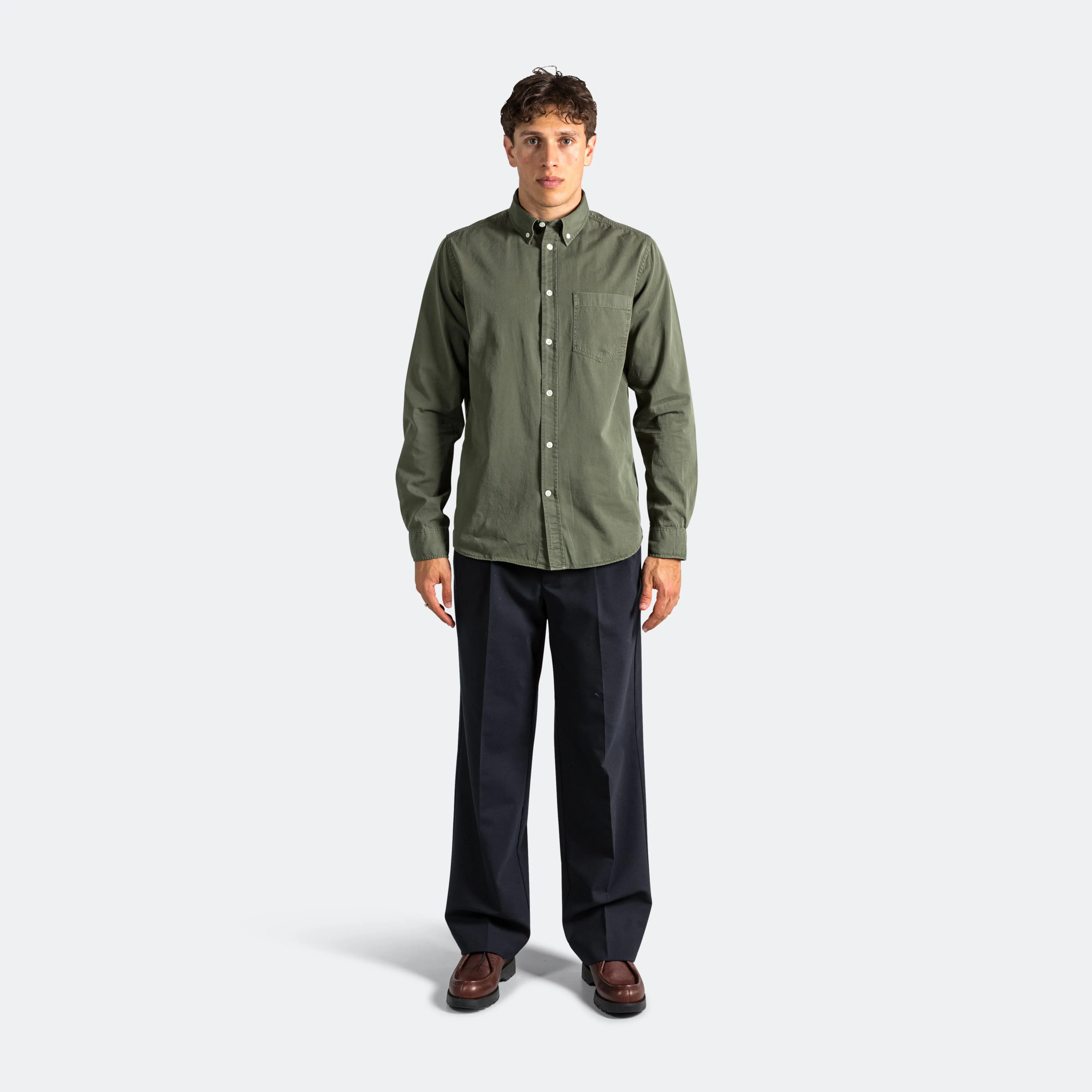 Anton Light Twill Shirt - Spruce Green