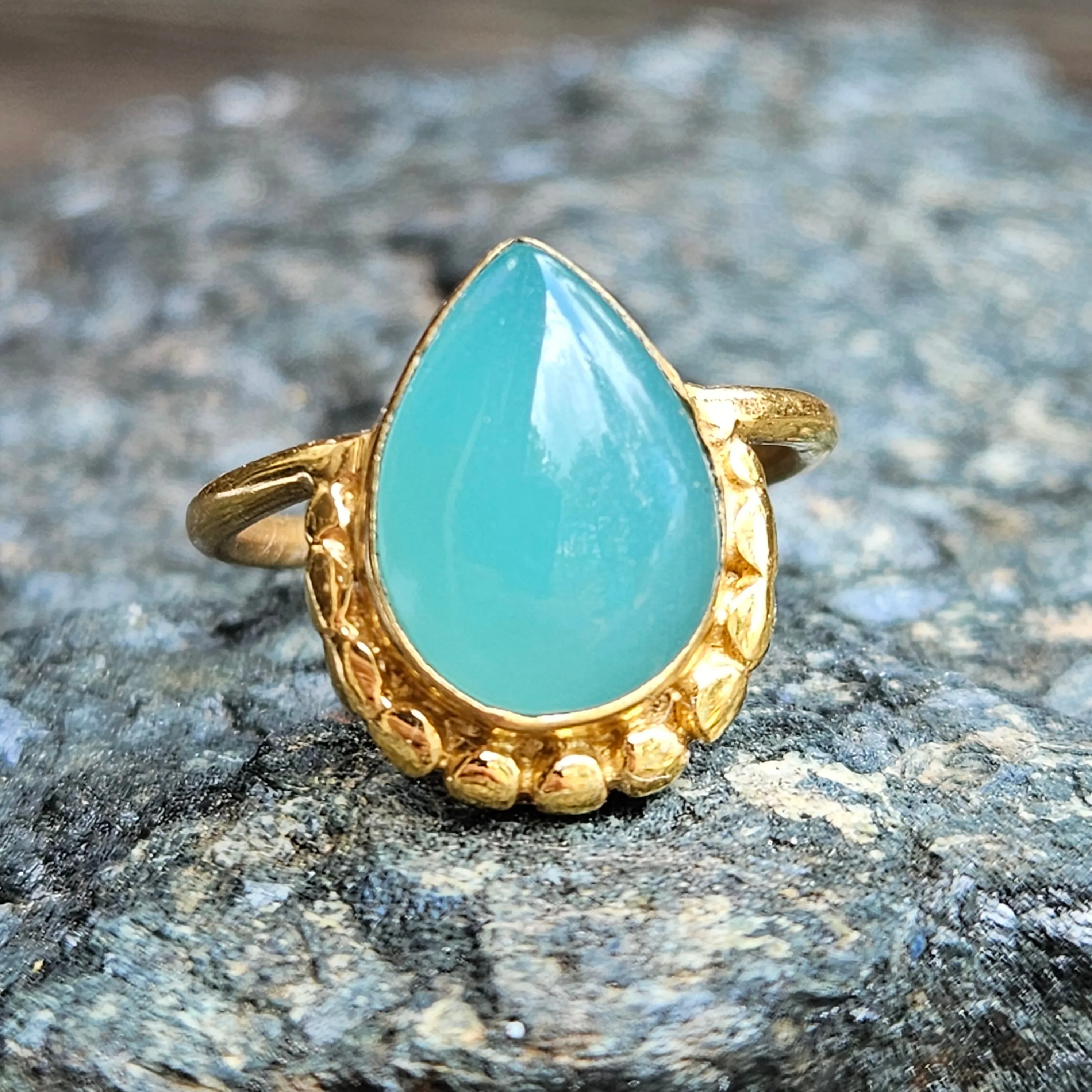 Aqua Chalcedony Earth Goddess Ring