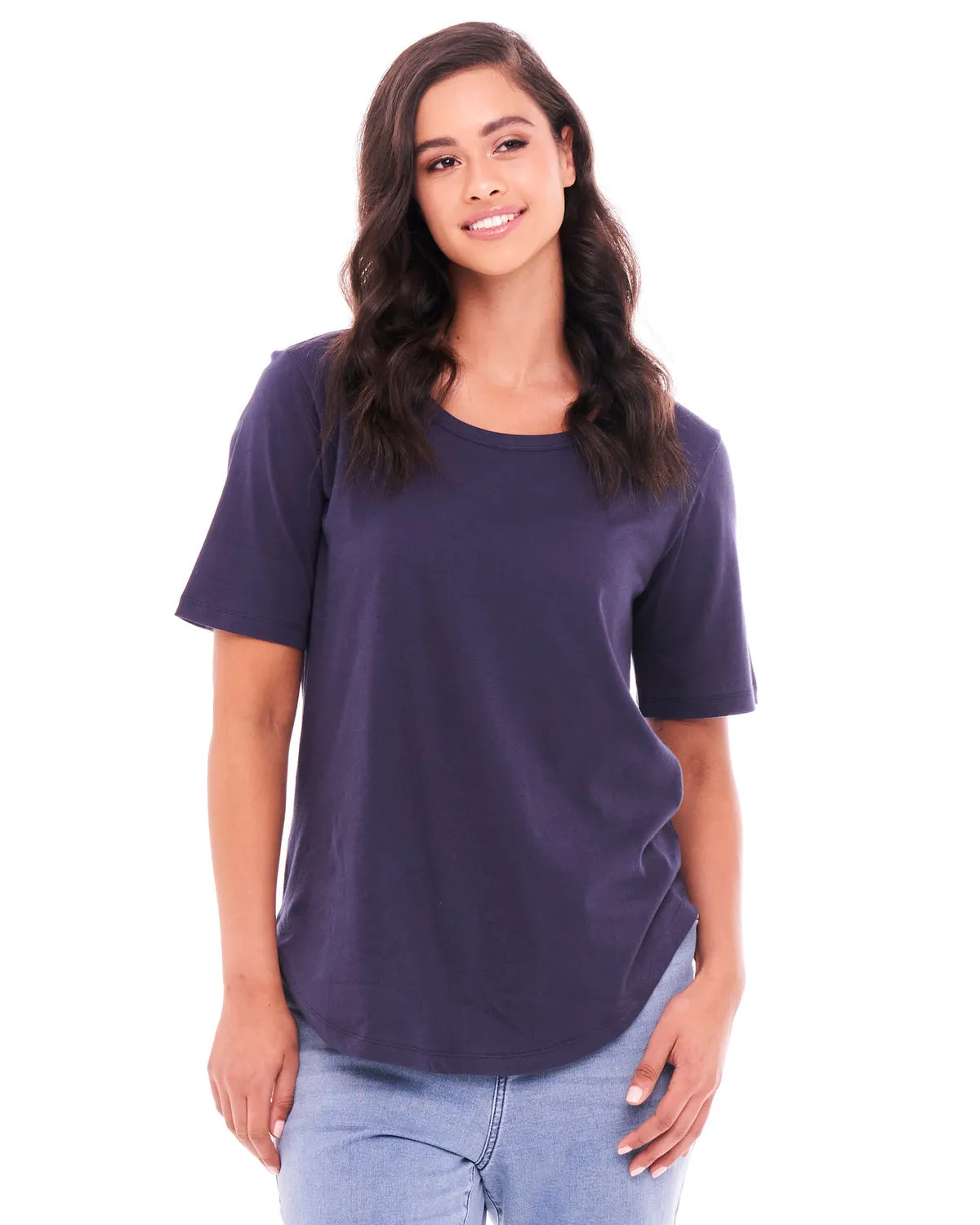 Ariana Basic Cotton Tee - Navy