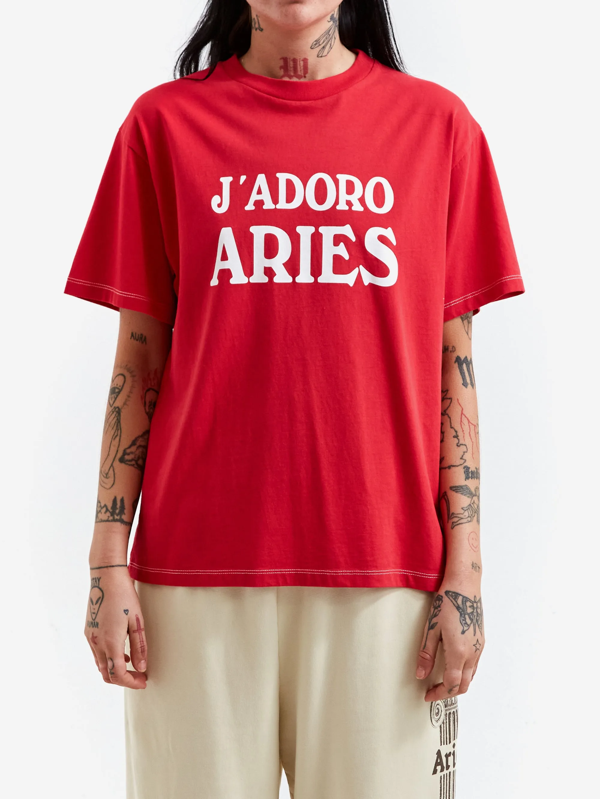 Aries J'Adoro Aries Short Sleeve Tee - Red