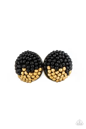 As Happy As Can BEAD - Black Paparazzi Earrings