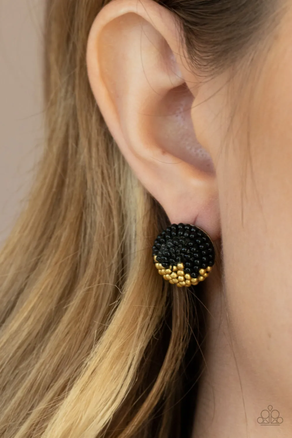 As Happy As Can BEAD - Black Paparazzi Earrings