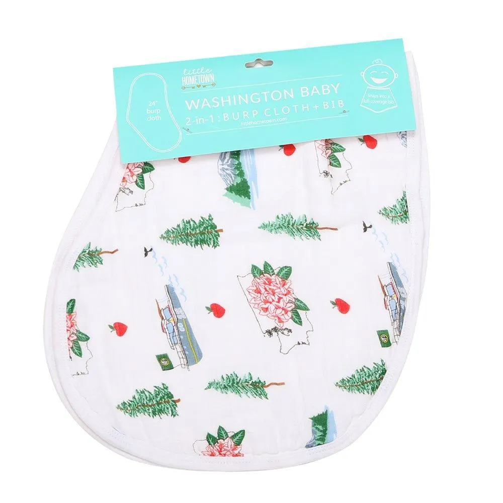 Baby Burp Cloth & Bib Combo: Washington (State)