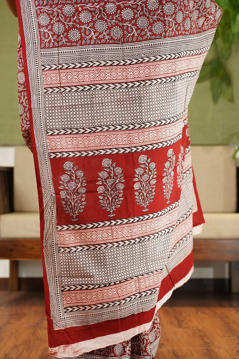 Bagh Hand Block Printed Cotton Saree