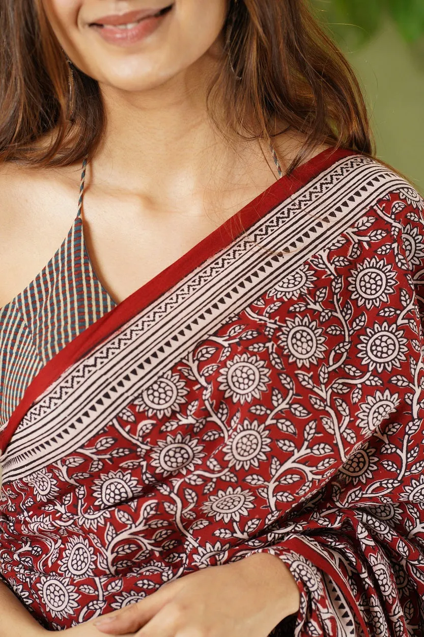 Bagh Hand Block Printed Cotton Saree