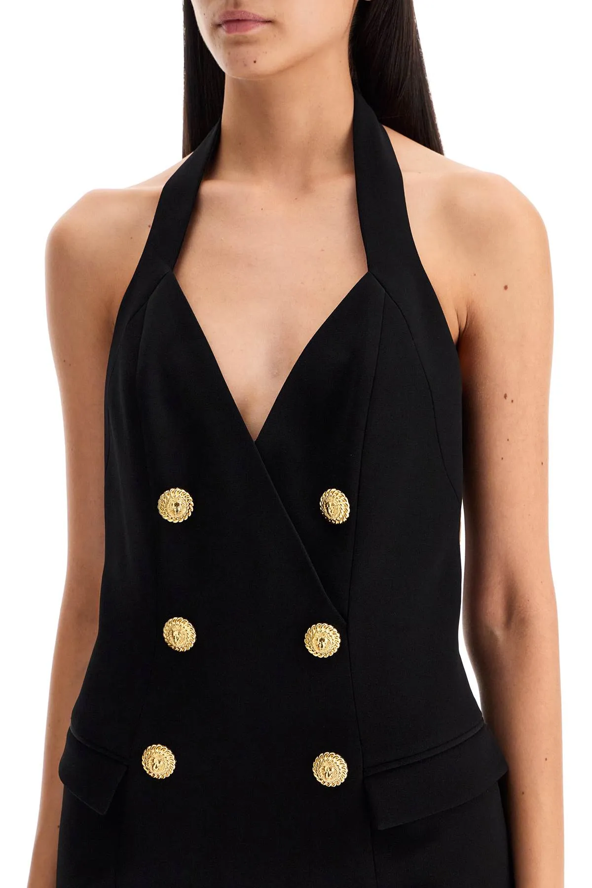 BALMAIN halter neck mini dress with buttons