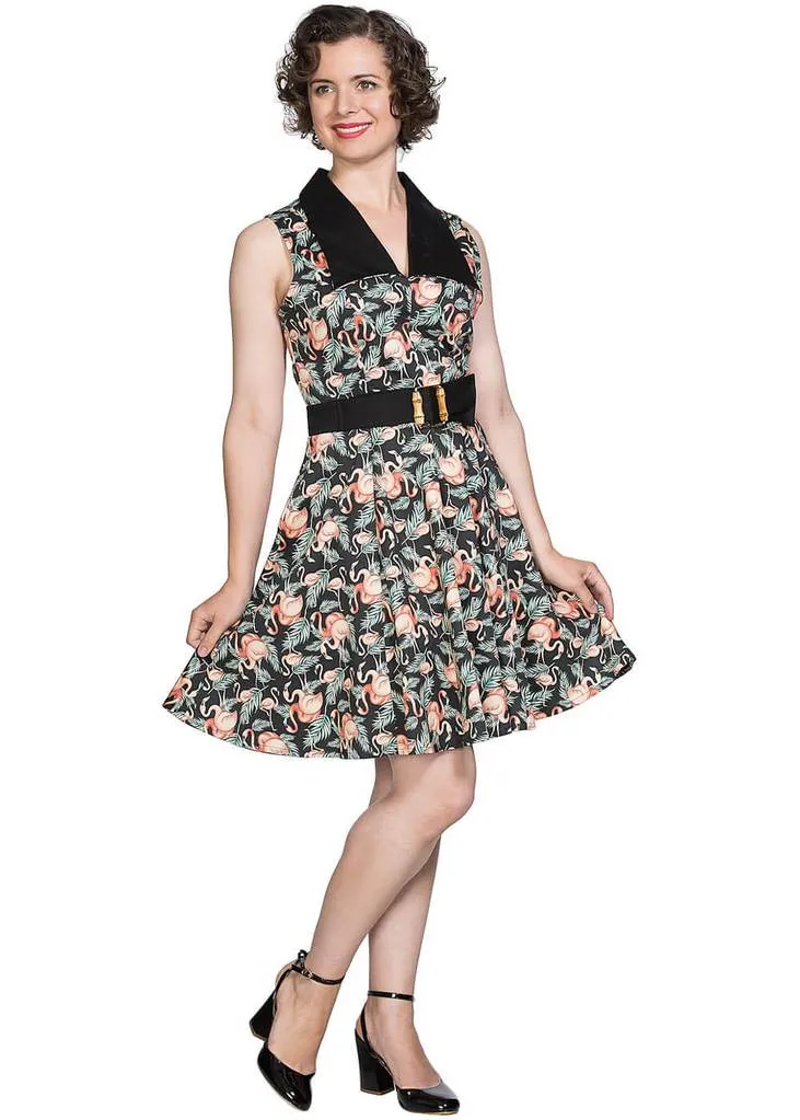 Banned Flamingo Honnie 50's Swing Dress Black