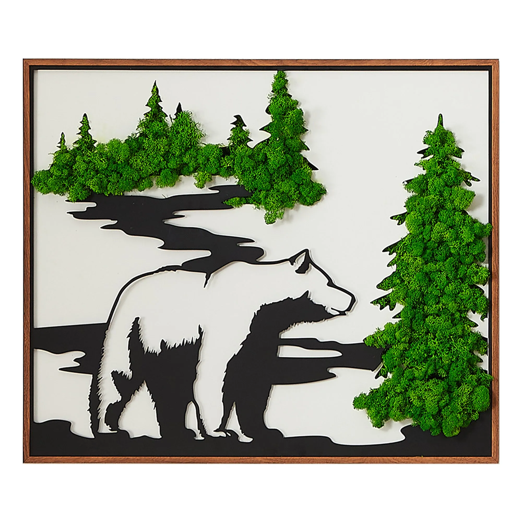 Bear Metal Art Moss Wall Decor