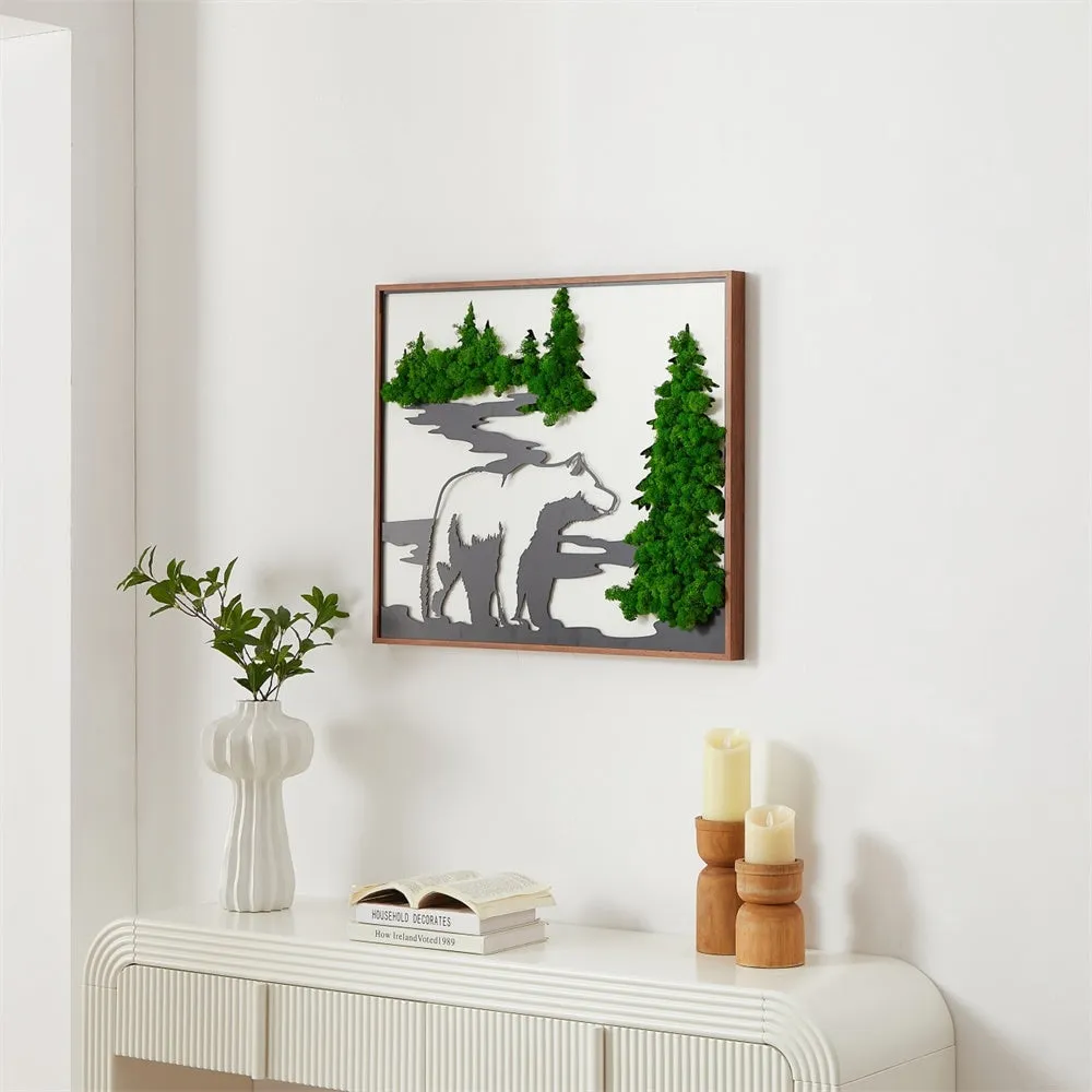 Bear Metal Art Moss Wall Decor