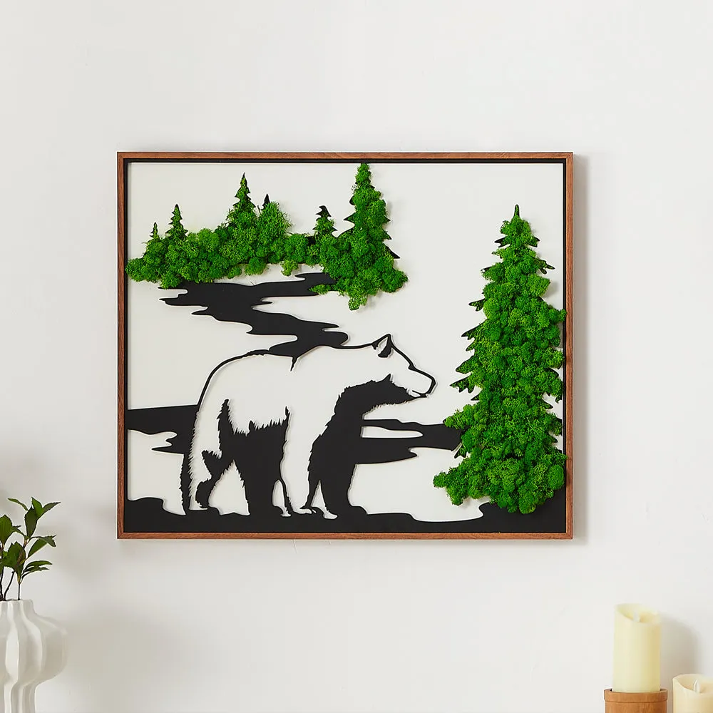 Bear Metal Art Moss Wall Decor