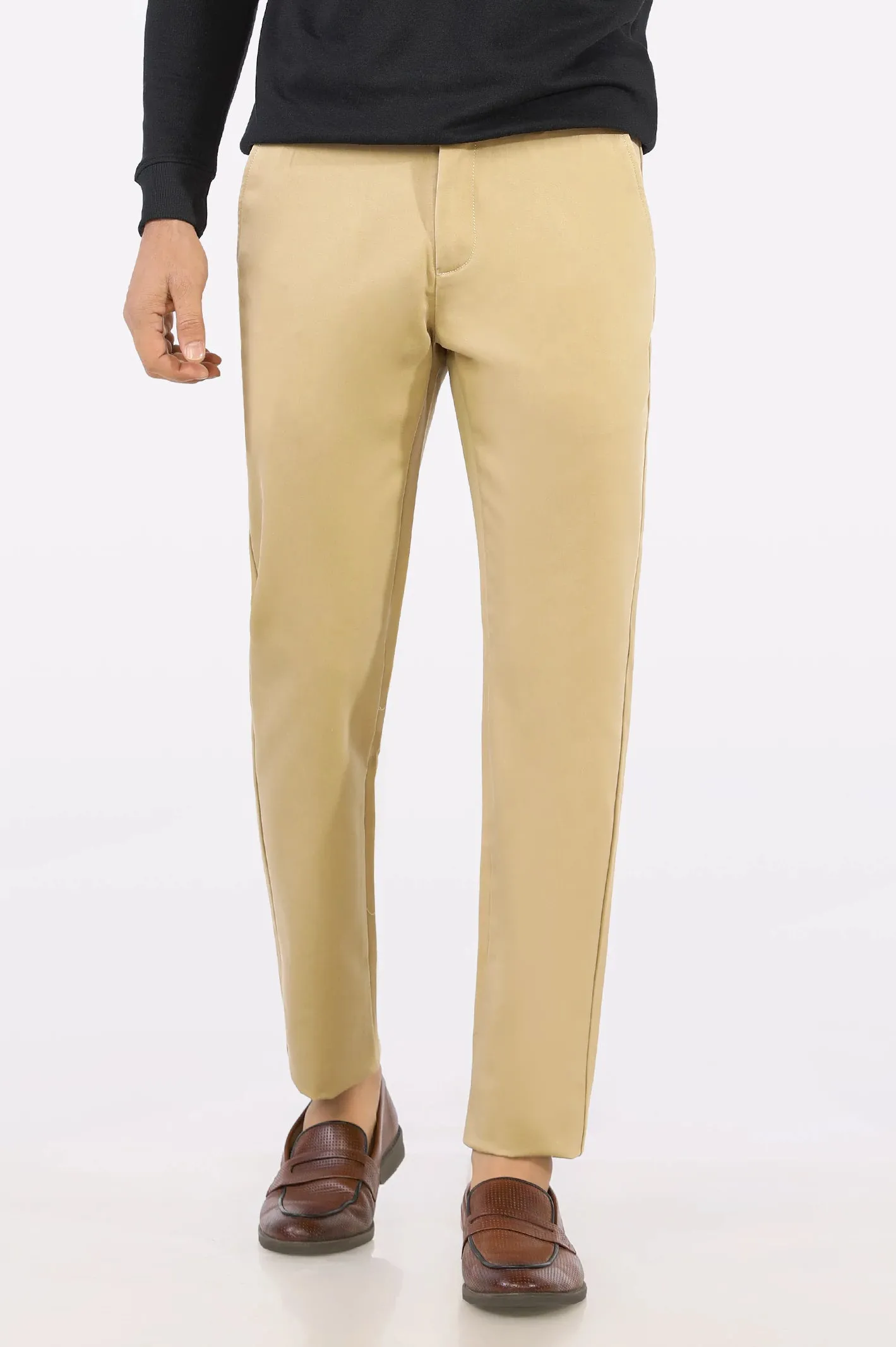 Beige Smart Fit Cotton Chino