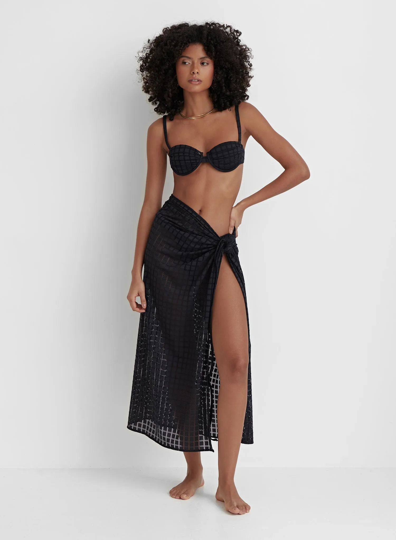 Black Crochet Wrap Beach Skirt- Arles