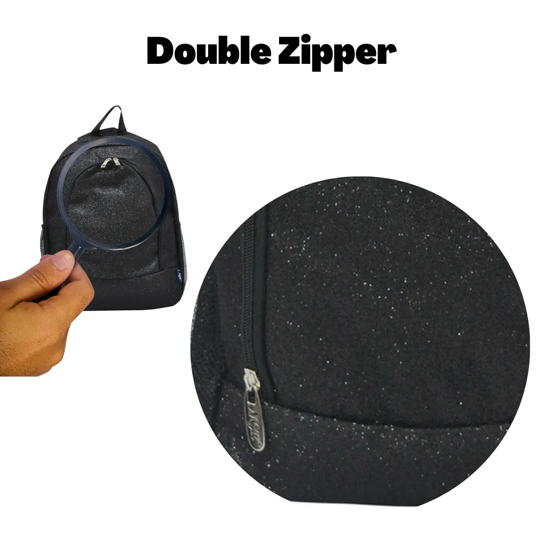 Black Glitter NGIL Canvas Backpack