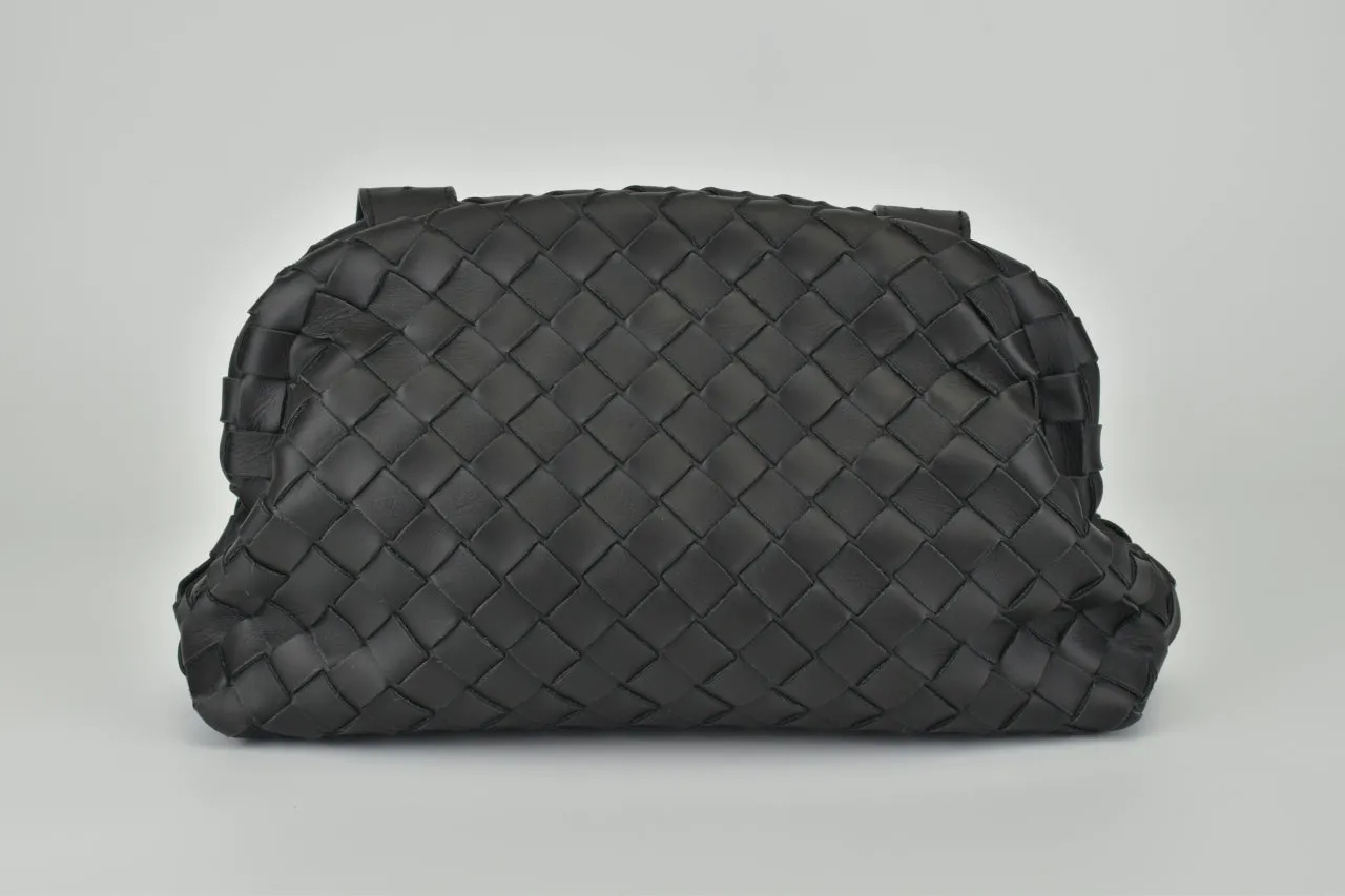 Black Intrecciato Woven Hydrology Messenger Bag