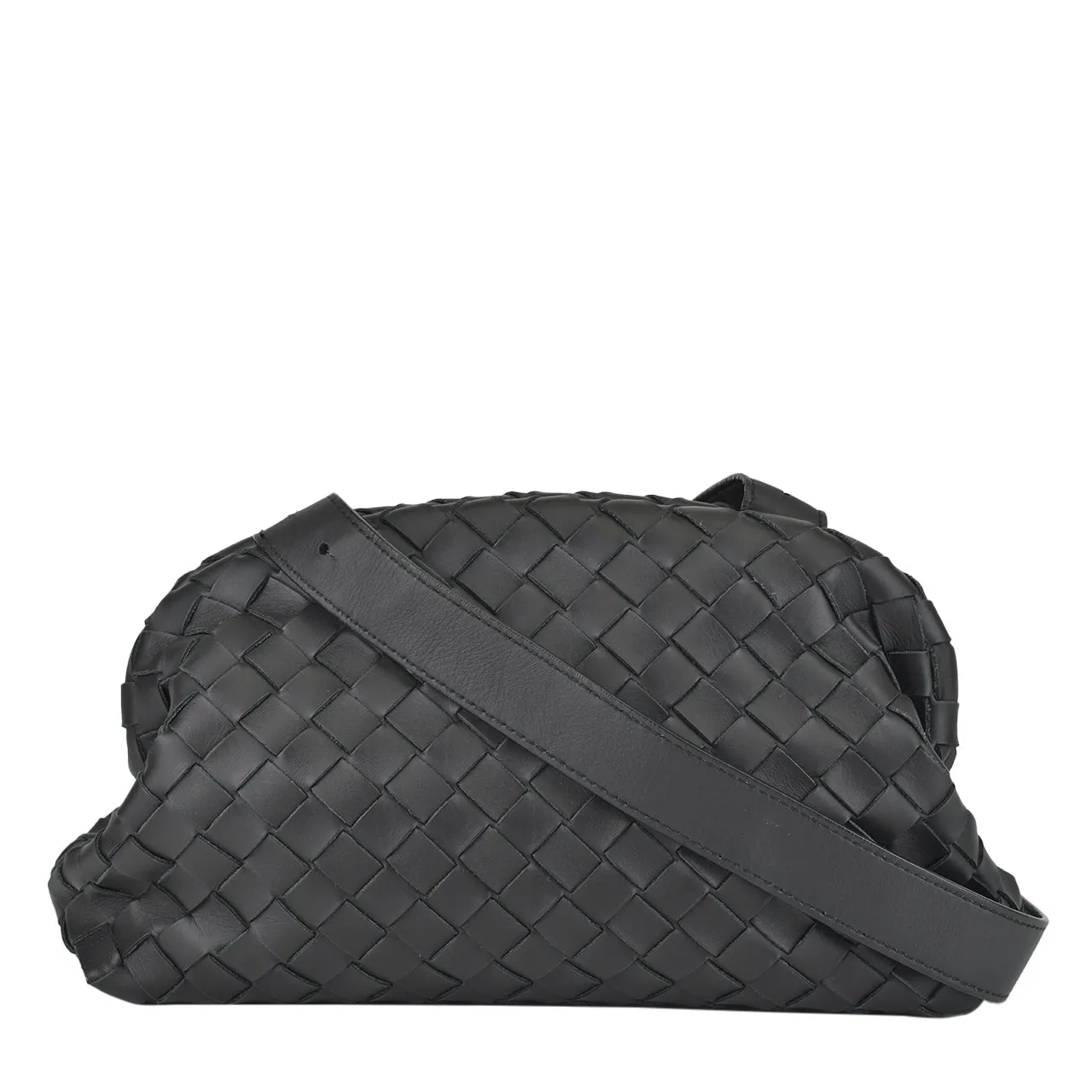 Black Intrecciato Woven Hydrology Messenger Bag