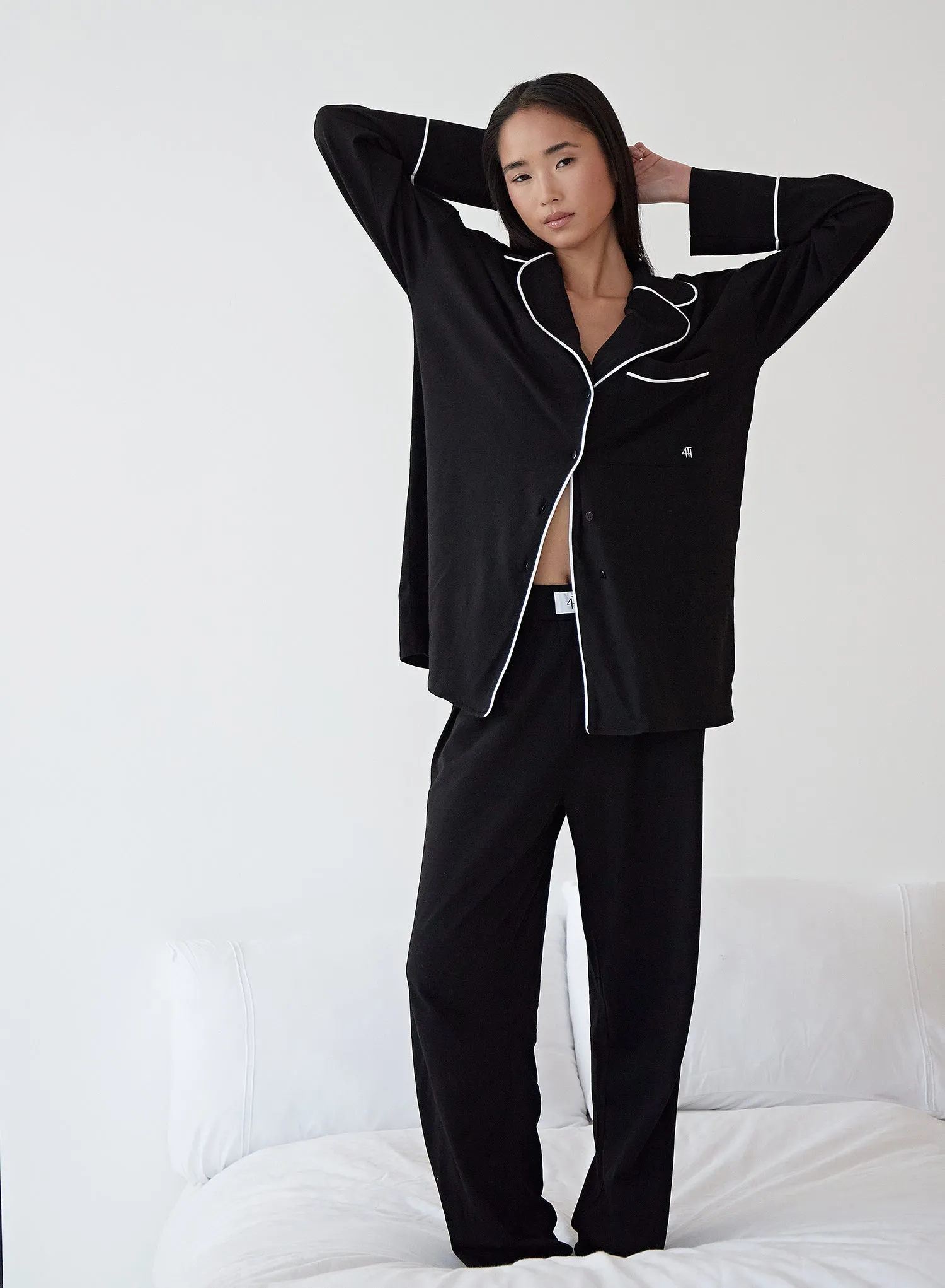 Black Jersey Pyjama Shirt- Jenifer