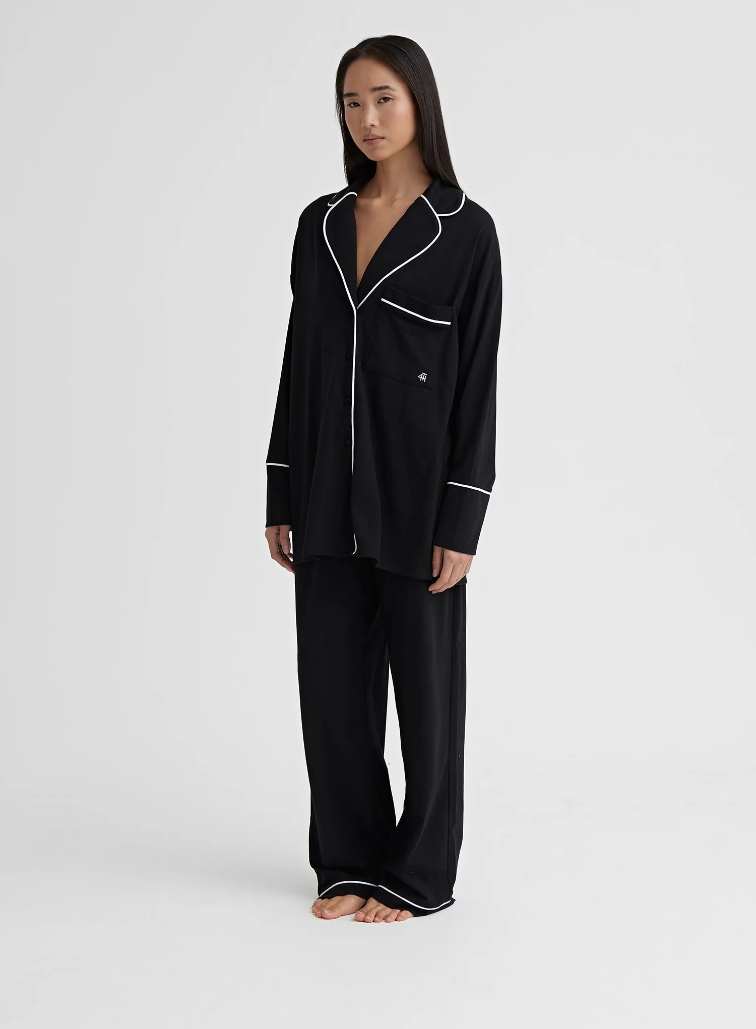 Black Jersey Pyjama Shirt- Jenifer