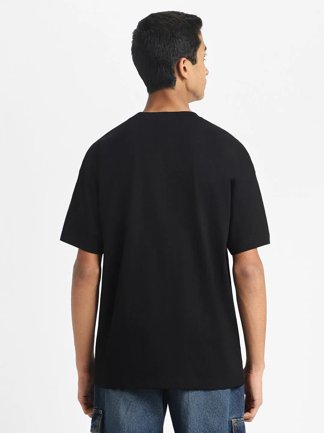 Black Oversized Solid Boys T-shirt