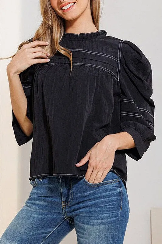 Black Puff Tunic Top