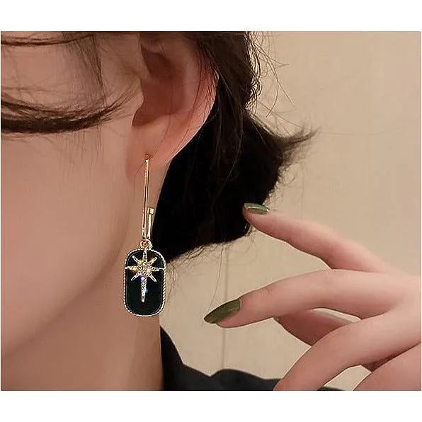 Black Star Drop Earring