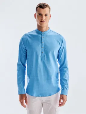 Blue Stretch Solid Kurta