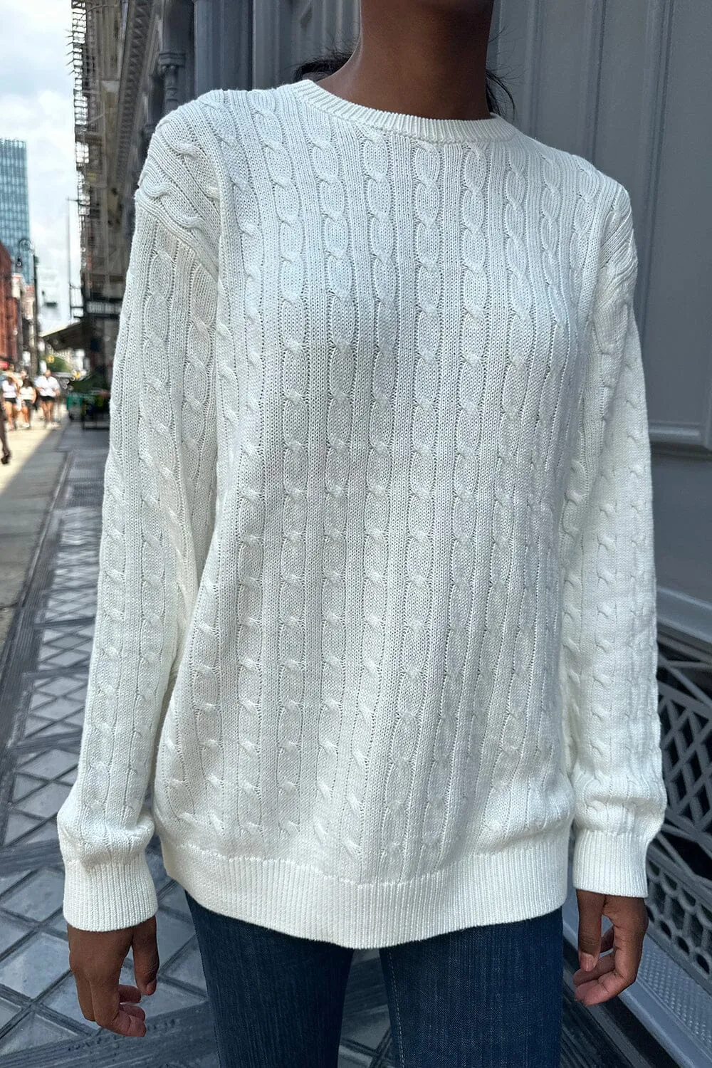 Brianna Cotton Cable Knit Sweater