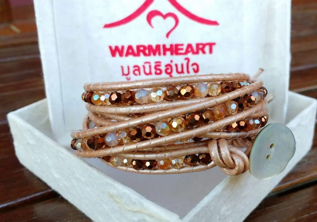 Bronze Mix Crystal Wrap Bracelet