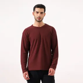 Burgundy Long Sleeve Waffle T-Shirt